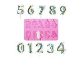 Molde silicona numero decorado con flores